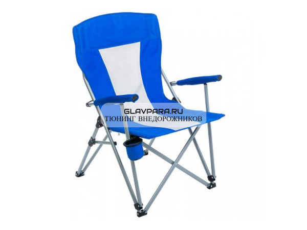 Кресло PREMIER складное, твердые тканевые подлокотники, нагрузка 140 кг, синий/белый