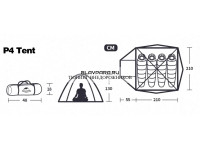 Палатка Naturehike P-Series 4-местная, алюминиевый каркас, зеленая